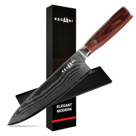 Kegani 8 Inch Damascus Chef Knife 67 Layers 10Cr15CoMoV Japanese Knife Hammered Texture Damascus Knife