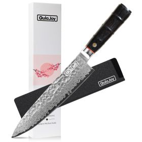Qulajoy Japanese Chef Knife 8 Inch,67 Layers Damascus VG-10 Steel Core,Professional Hammered Kitchen Knife