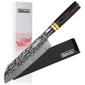 Qulajoy 7 Inch Nakiri Chef Knife,Professional Japanese 67 Layers Damascus VG-10 Steel Core