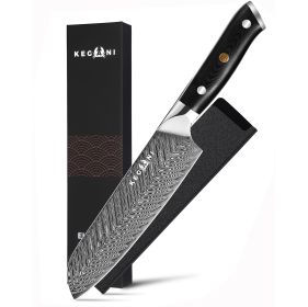 Kegani Santoku Knife 7 Inch Japanese Santoku Knife, 73 Layers AUS-10 Damascus Japanese Knife