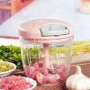 900ML Manual Meat Mincer Garlic Chopper Rotate Garlic Press Crusher Vegetable Onion Cutter Kitchen Cooking Accessories, Pink