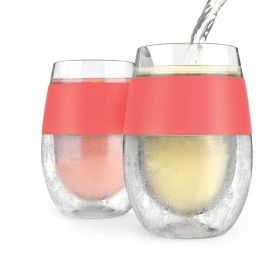 Wine FREEZEâ„¢ Cooling Cups in Coral (set of 2) and lids by HO