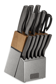 Thyme & Table 15-Piece Knife Block set with Sharpener, Gunmetal