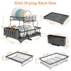 Dish Drying Rack with Drainboard Detachable 2-Tier Dish Rack Drainer