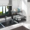 Dish Drying Rack with Drainboard Detachable 2-Tier Dish Rack Drainer