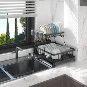 Dish Drying Rack with Drainboard Detachable 2-Tier Dish Rack Drainer