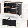Folding Camping Table with 2-Tier Open Shelves for Outdoor BBQ