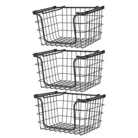 Oceanstar Stackable Metal Wire Storage Basket Set