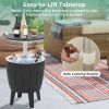 Outdoor Cooler Bar Table with Telescopic Tabletop for Beer and Wine