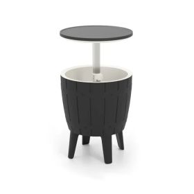 Outdoor Cooler Bar Table with Telescopic Tabletop for Beer and Wine