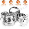 Stainless Steel Cookware Set Fast Even Heat Induction Pots Pans Set